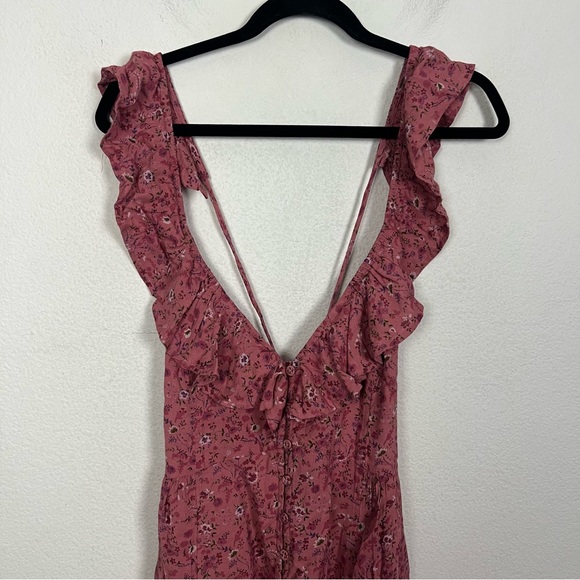 NEW Madewell Ruffle Neck Button Up Mini Dress Vintage Quartz Pink Floral Size 4 - Picture 4 of 12